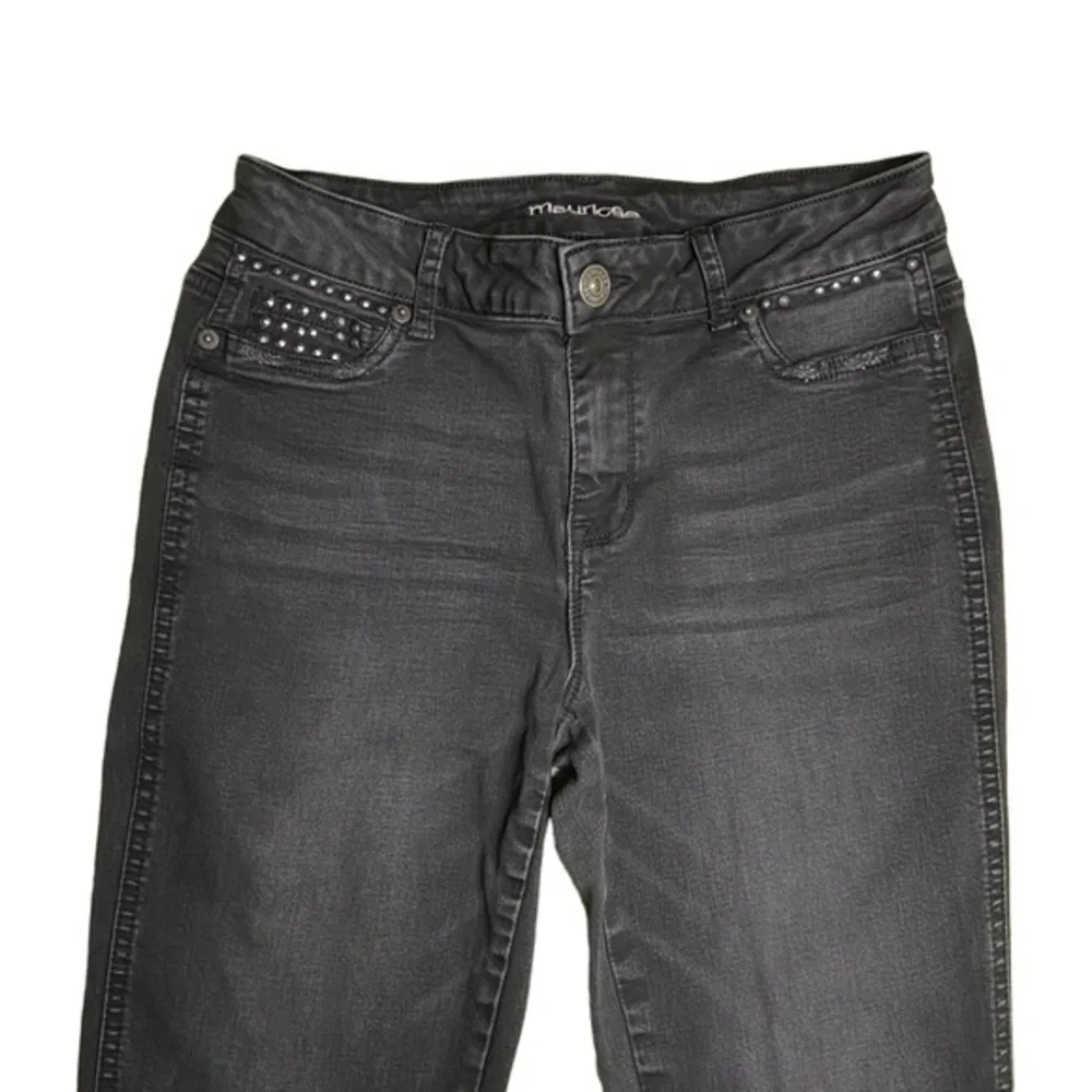 Maurices Jeans Faded Black Studded Skinny Jeans Size Medium Regular 8 10 - Picture 3 of 14